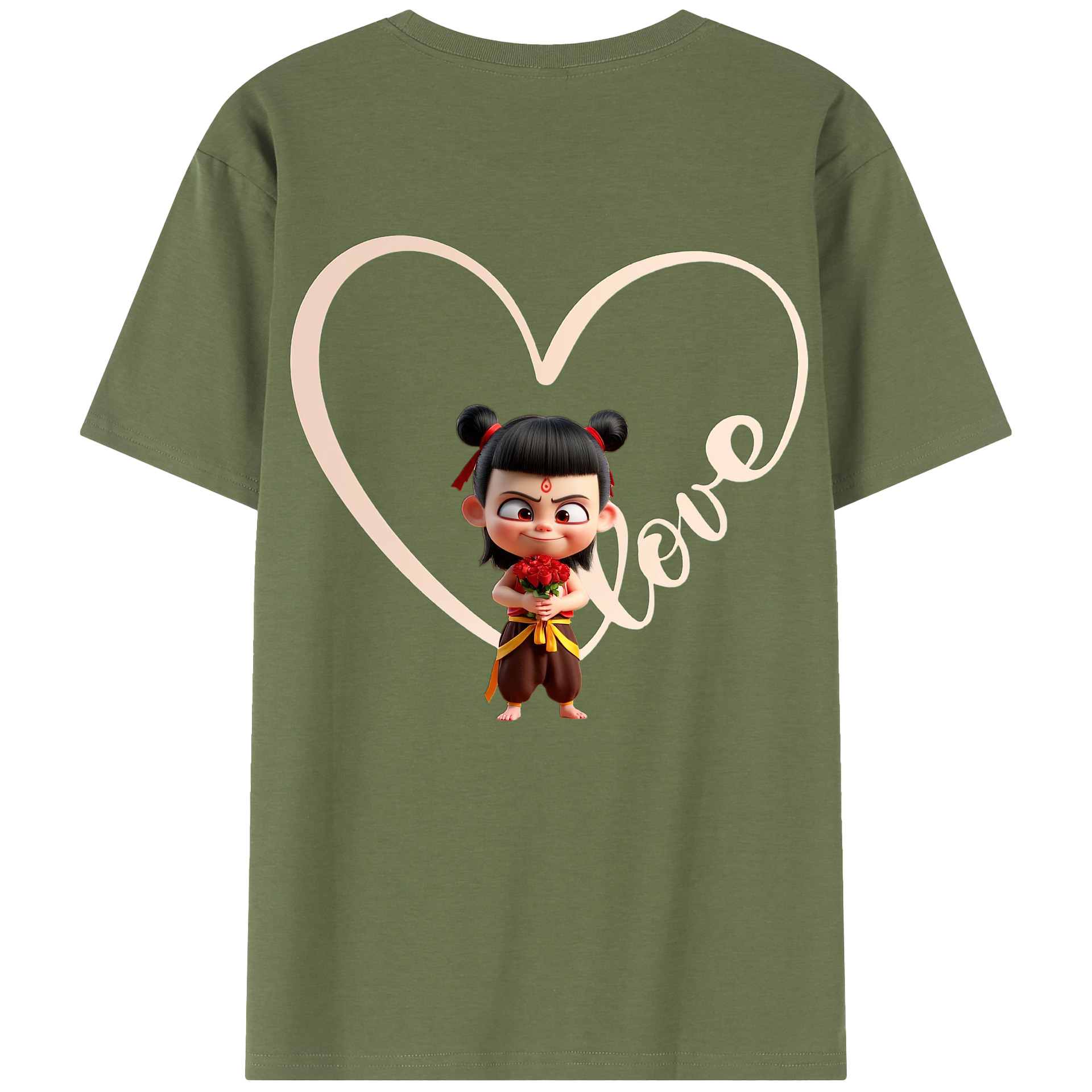 （画像用） Ne Zha 2 ナタ 魔童の大暴れ 綿100％半袖Tシャツ（背面プリント）